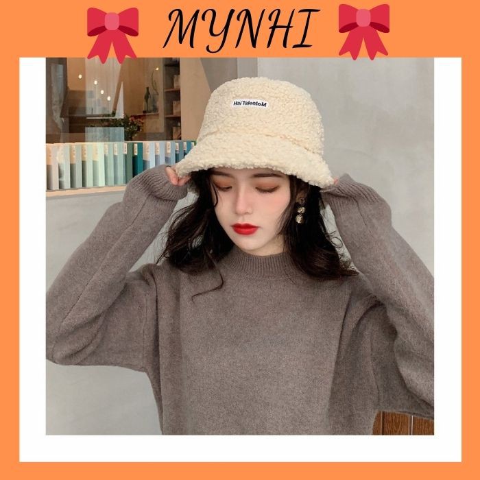 Mũ bucket Nón Tai Bèo MYNHI lông cừu Thiết Kế Xinh Xắn Dành Cho Nữ GD404