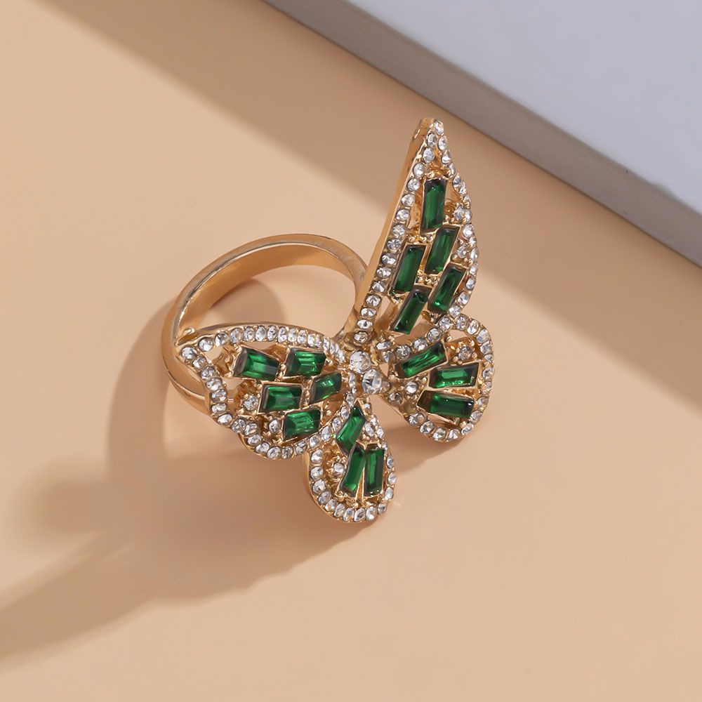 Nhẫn phối mặt hình bướm đính đá cỡ lớn phong cách Hàn Quốc sang trọng thời trang cho nữ