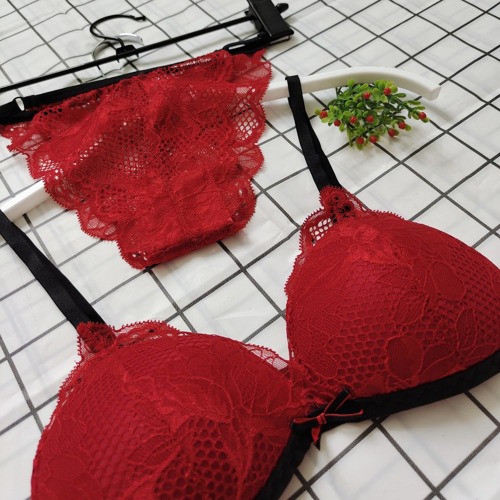 Set Bra - Bralette ren sexy không gọng, mút mỏng - Màu đỏ - NY08 | BigBuy360 - bigbuy360.vn