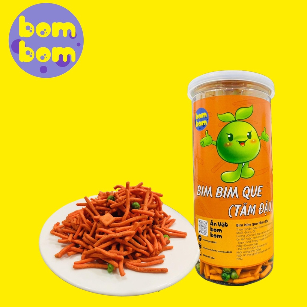 Bim Bim Que Tăm Đậu 300g Thơm Giòn Cay Hương Vị Tuổi Thơ - Ăn Vặt Bom Bom