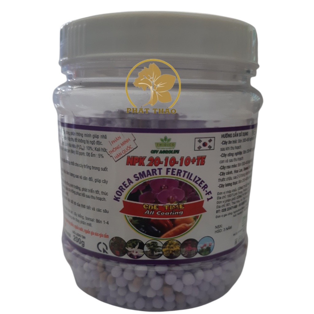 Phân chậm tan Hàn Quốc NPK 20-10-10 + TE dùng cho phong lan và cây cảnh