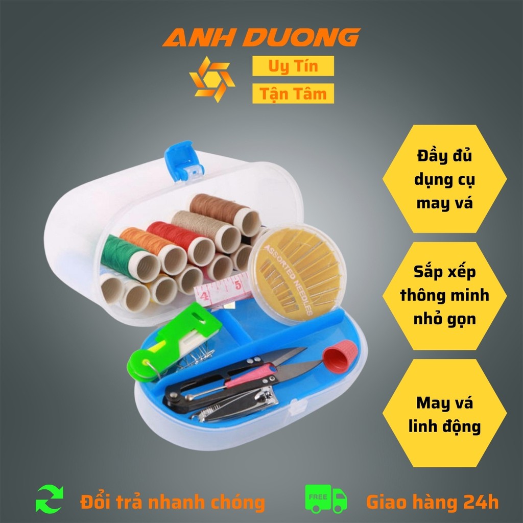 Bộ Kim Chỉ 55 Món Nhỏ Có Hộp Đựng - Dùng Để May Vá - Nhỏ Gọn Và Tiện Ích