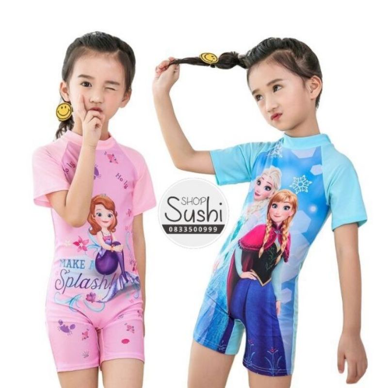 (FreeShip) Áo bơi bé gái Elsa Frozen cộc tay