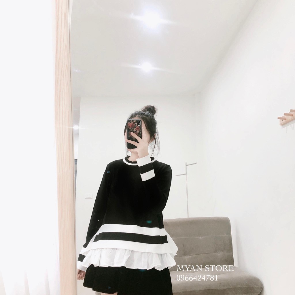 Áo bèo phối sơ mi dài tay nhìn cực điệu thời trang nữ mùa thu