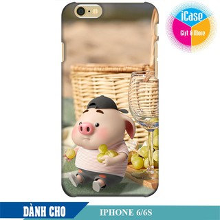 Ốp lưng nhựa cứng nhám dành cho iPhone 6 in hình Heo Con Tham Ăn