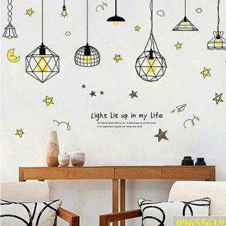 Decal dán tường đèn light lit up vàng