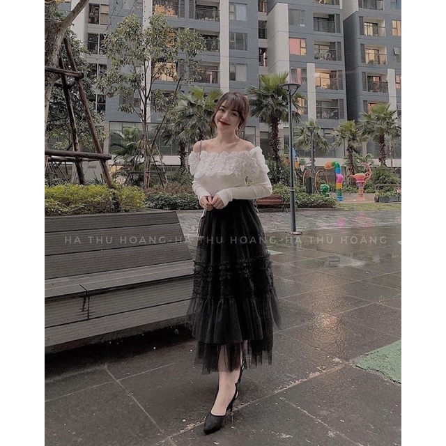 ÁO TRỄ VAI BÈO NGỰC TẦNG 2 MÀU