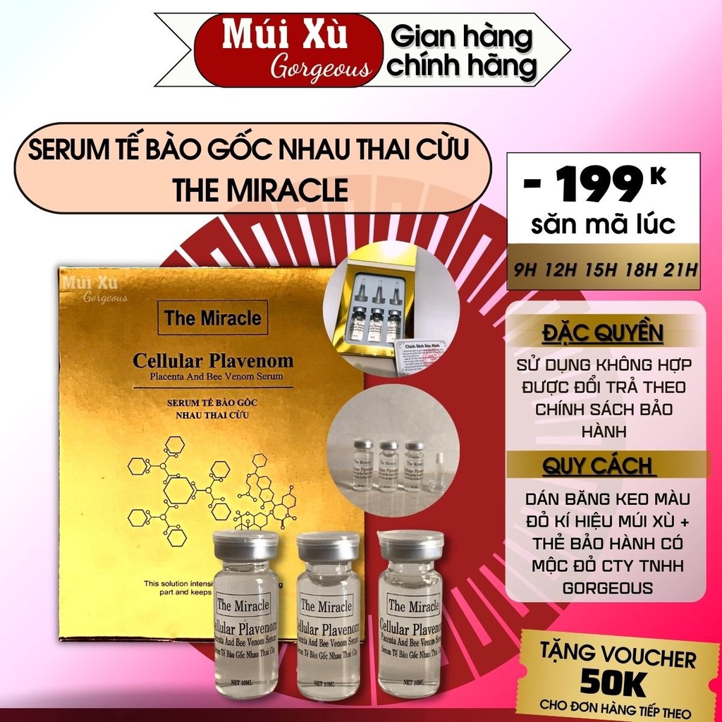 Bộ Serum Tinh Chất Nhau Thai Cừu Múi Xù Gorgeous 3 chai - Dùng Được 2 tháng