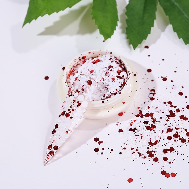 Sequin kim tuyến Giáng sinh Noel bông tuyết cây thông trang trí móng 6 hũ-phụ kiện nail