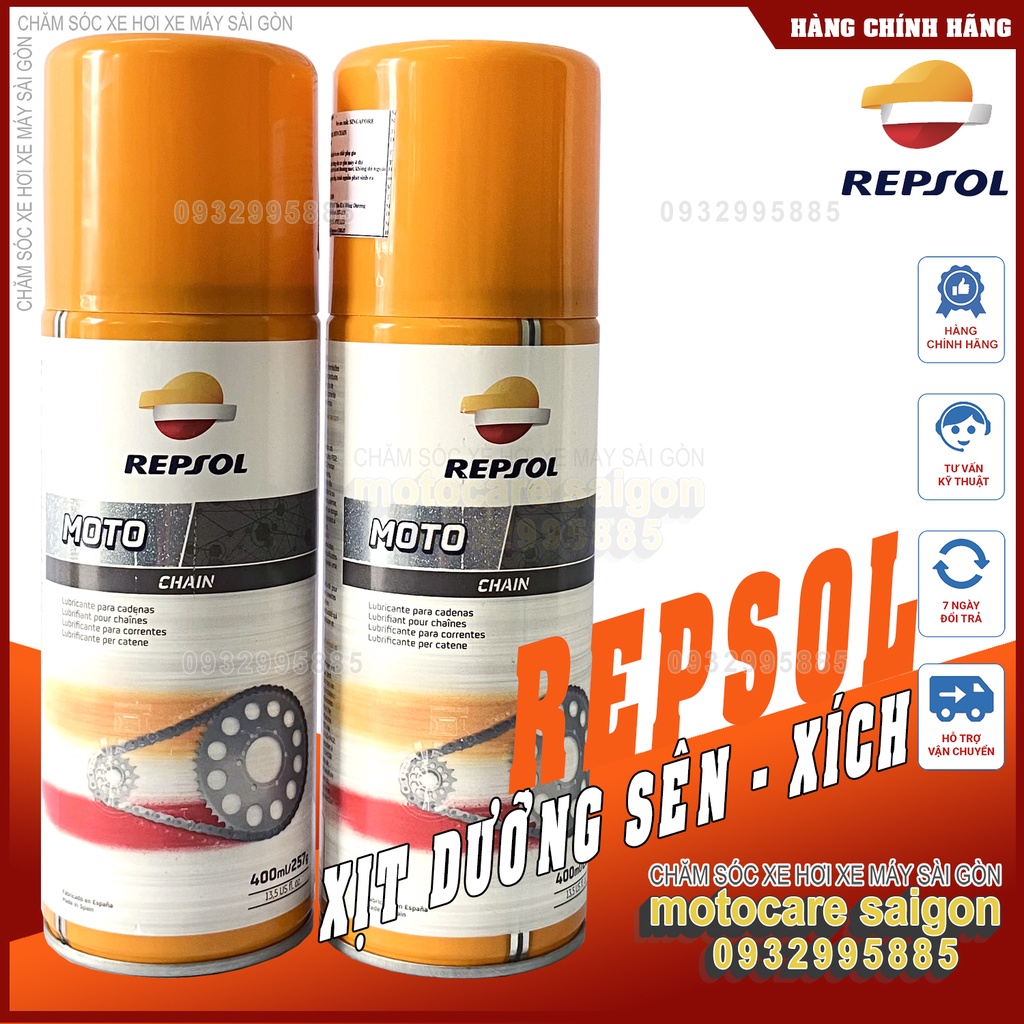 Dưỡng sên REPSOL Moto Chain Lube / Dung tích 400ml [CHĂM SÓC XE HƠI XE MÁY SÀI GÒN]