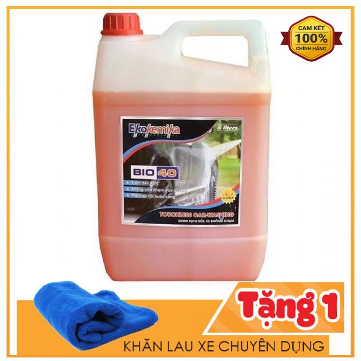 [Bio 40] Nước Rửa Xe Không Chạm Ekokemika Siêu sạch Can 5L⚡TẶNG 1 Khăn lau xe