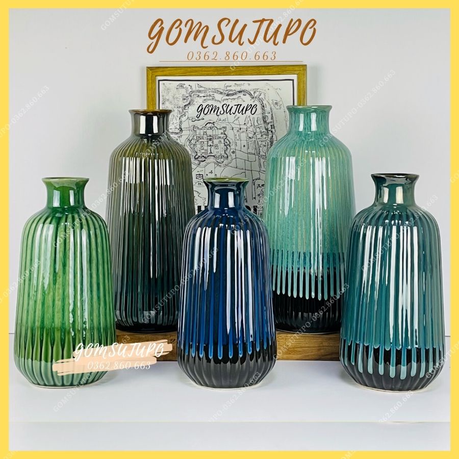 Bình Gốm men hỏa biến - LÁ DỨA - Lọ Hoa Bát Tràng - Gốm Sứ TUPO - gomsutupo - Decor Trang Trí