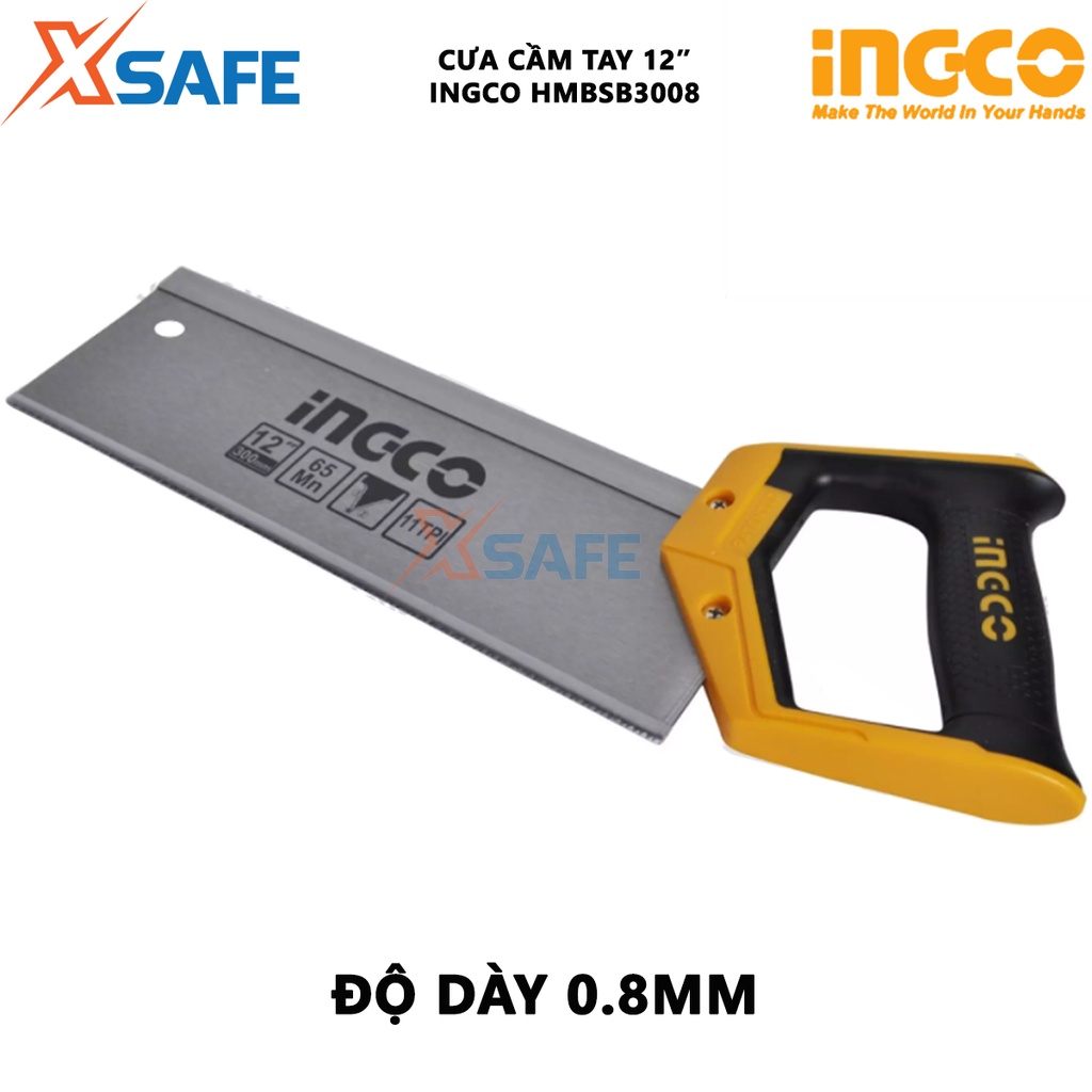 Cưa gỗ cầm tay INGCO HMBSB3008 300mm, độ dày 0.8mm, 11 răng cưa/inch, răng cưa bảo vệ và chịu nhiệt tốt