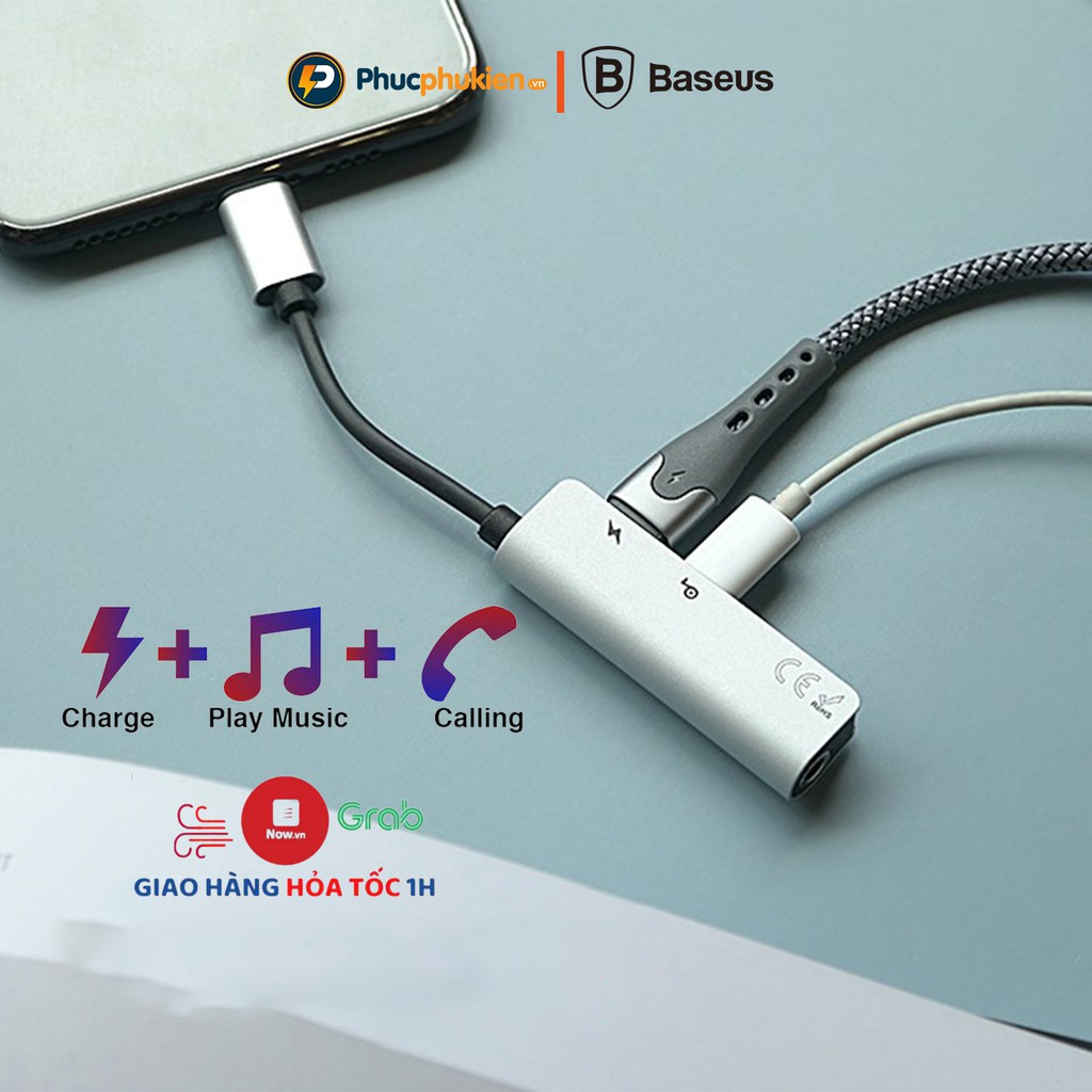Jack chuyển đổi tai nghe lightning chính hãng Baseus L52 cho iPhone 7 trở lên hỗ trợ mic khi chơi game - Phúc Phụ Kiện