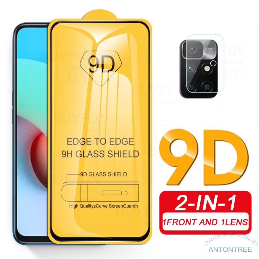 Kính Cường Lực 9d 2 Trong 1 Bảo Vệ Camera Cho Xiaomi Redmi 10 Redmy 6.5 Inch