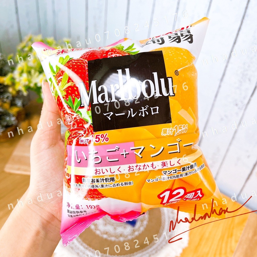 Một gói thạch pudding mix vị trái cây Marlbolu Nhật Bản thơm ngon mát lạnh gói 192gam
