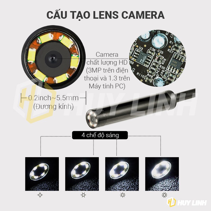 Camera nội soi cầm tay cho Android giá rẻ đường kính 5.5mm chiều dài 1M chống nước IP67 M723 - Cổng Micro USB và USB