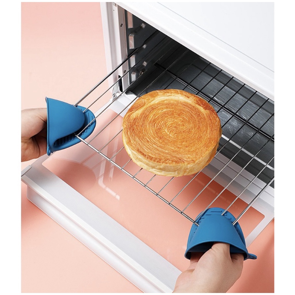 2 Miếng nhấc nồi silicon mỏ vịt dày cách nhiệt tốt, nhấc nóng thức ăn từ trong lò nướng chống bỏng, chống trượt tiện ích