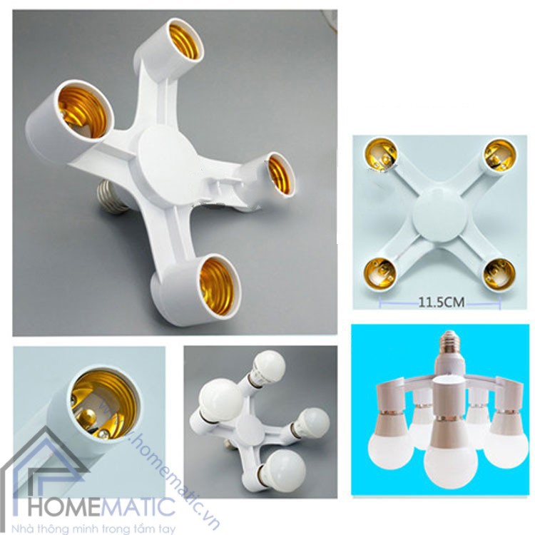 Đui đèn 4 chạc chia 4 bóng tiện dụng - HV Store 462