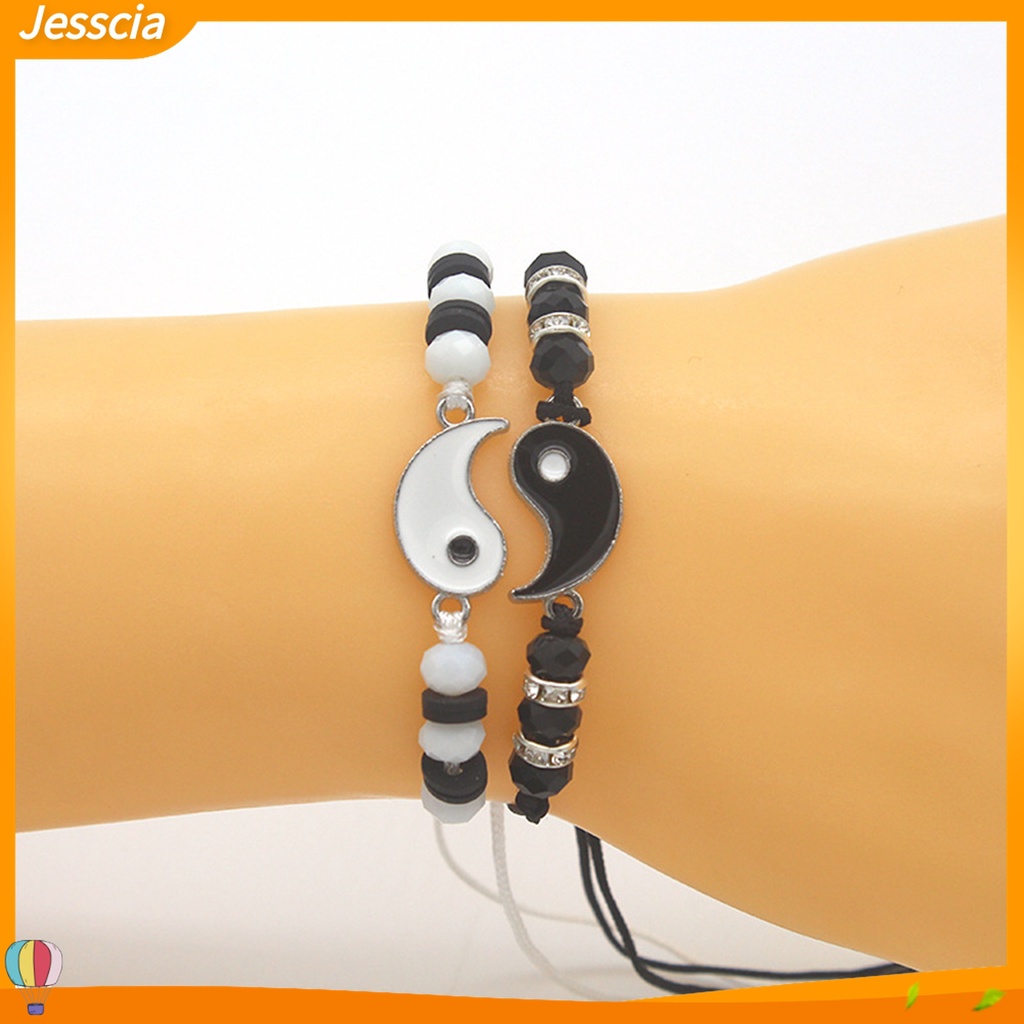 Jessica| Set 2 Vòng Tay Hợp Kim Không Phai Màu Chống Rỉ Sét Có Thể Điều Chỉnh Cho Cặp Đôi