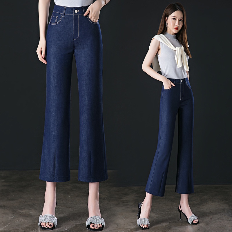 Q22357 Quần ống loe jean lửng nữ hè chất mềm rũ hàng nhập