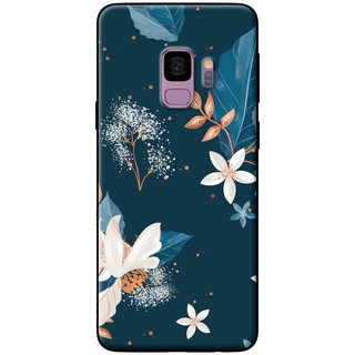 Ốp lưng Samsung Galaxy S9, S9 Plus in hình Hoa trắng nền xanh