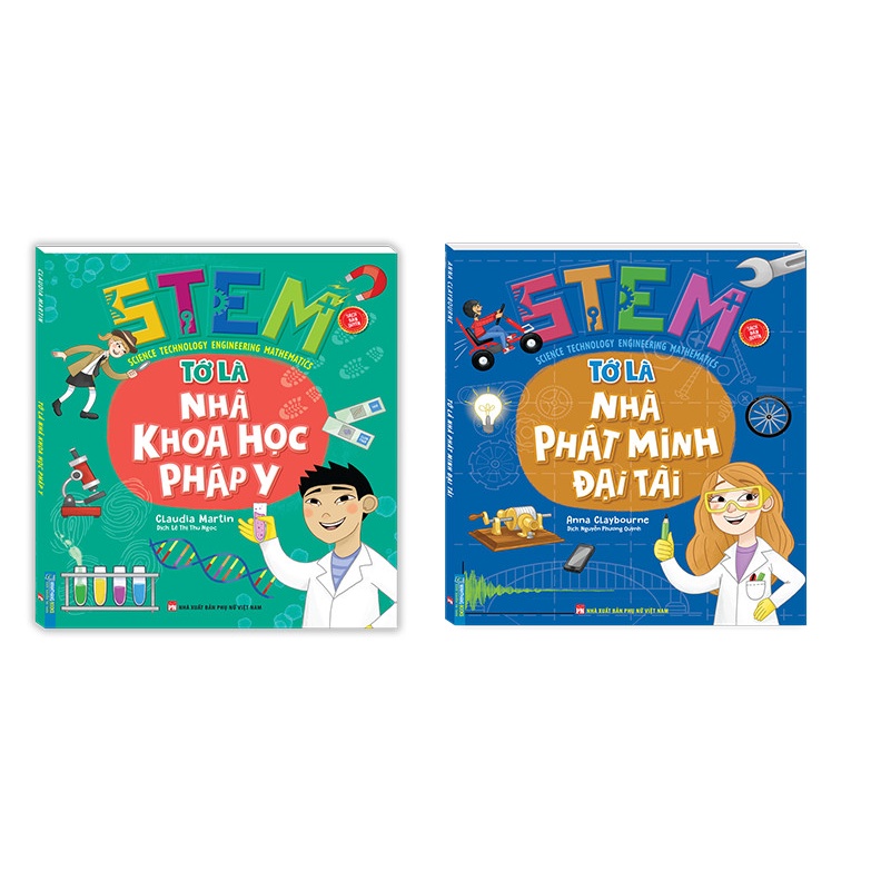 Sách-Combo 2c STEM-Tớ là nhà khoa học pháp y &amp; STEM - Tớ là nhà phát minh đại tài