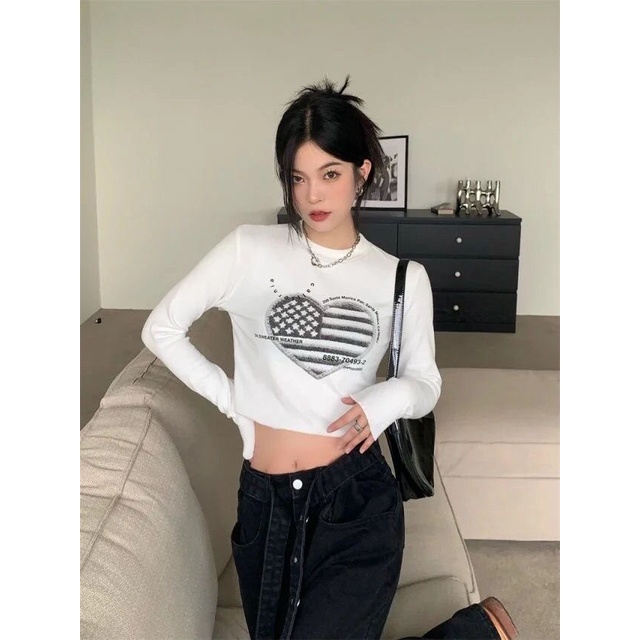 Áo Croptop Tay Dài Thiết Kế Ôm Sát Tôn Dáng COZOK