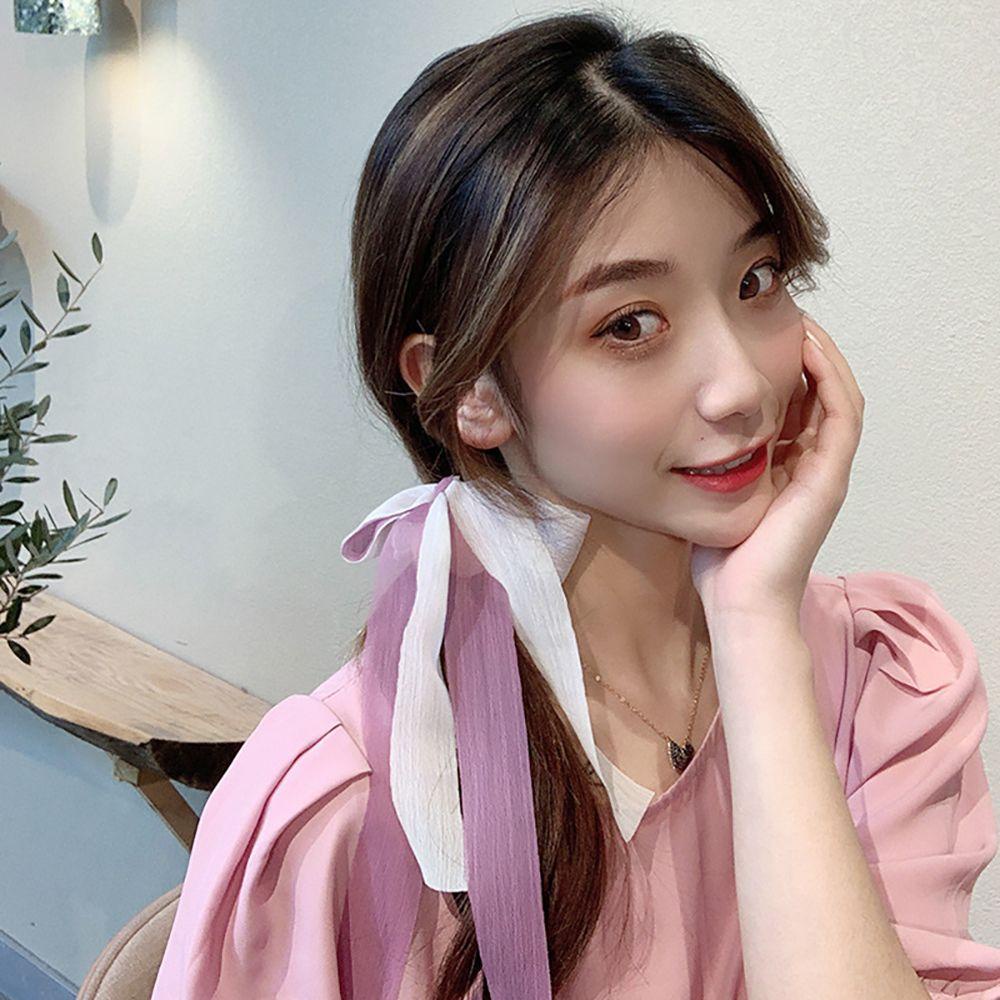 Dây Cột Tóc Ruy Băng Thắt Nơ Lấp Lánh Thanh Lịch Cho Nữ