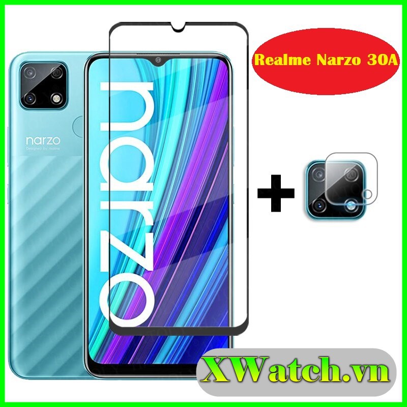 Kính Cường Lực Realme  Narzo 30A Full màn Full keo  /Cường lực dẻo Camera