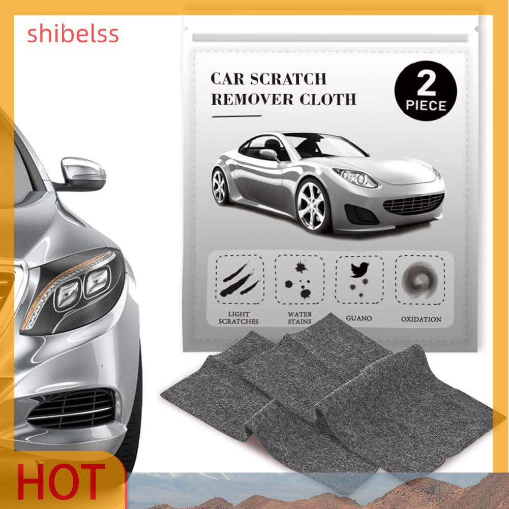 （ʚshibelss）2pcs Car Paint Scratch Repair Cloth Nano Light Scratch Remover Rag + Gloves