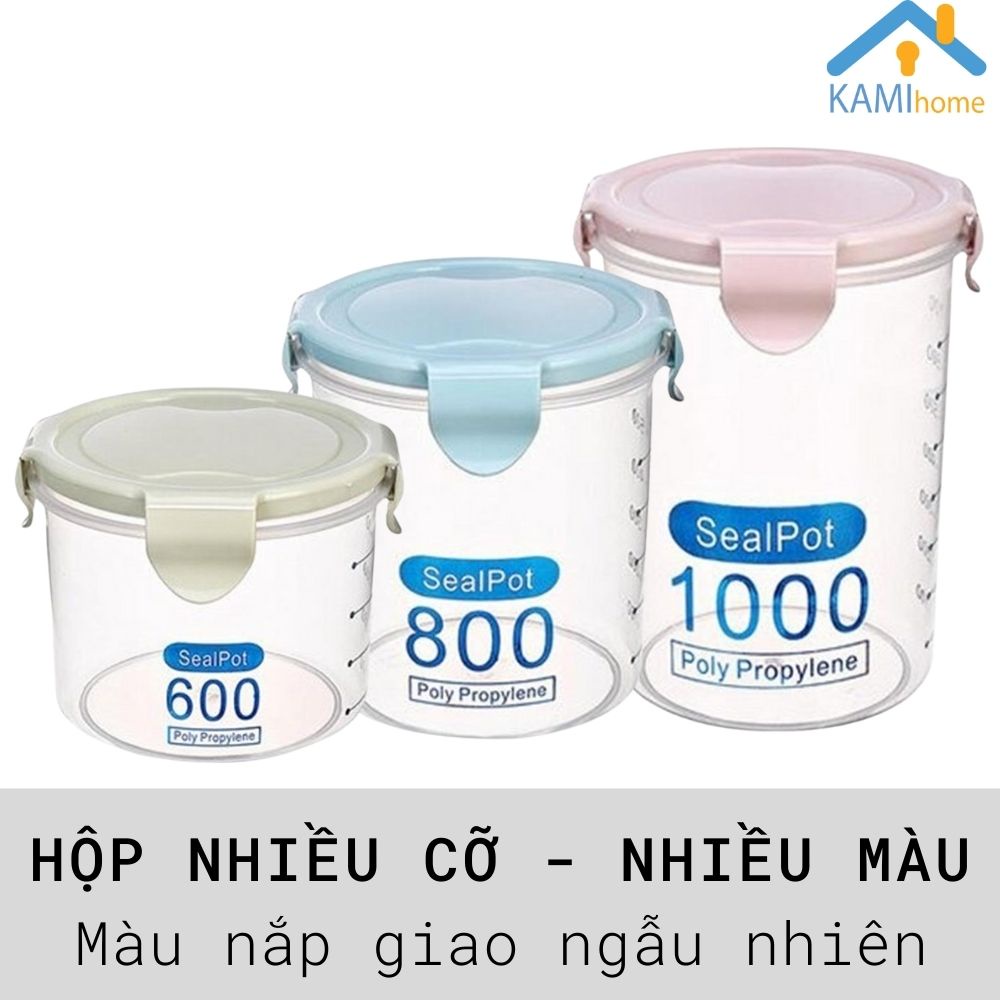 Hộp nhựa bảo quản thực phẩm hình Tròn Nắp khóa chống tràn (Nhiều cỡ) KM20079