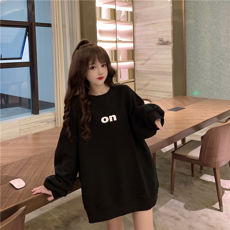 Áo sweatshirt dáng rộng in họa tiết phong cách mùa xuân thu kiểu Hàn Quốc trẻ trung