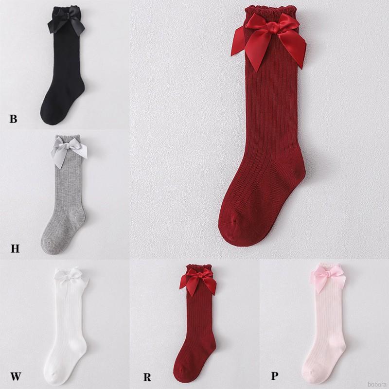 Vớ dài phối ren màu trơn thoáng khí dễ thương dành cho bé gái 0-6 tuổi