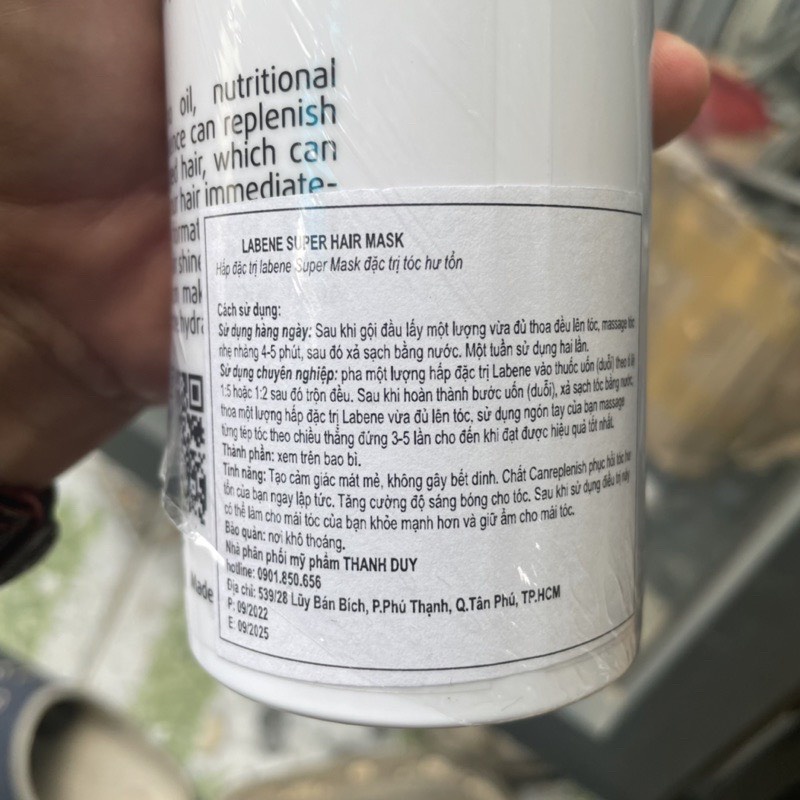Kem hấp phục hồi tóc hư tổn Labene Super Hair Mask 500ml