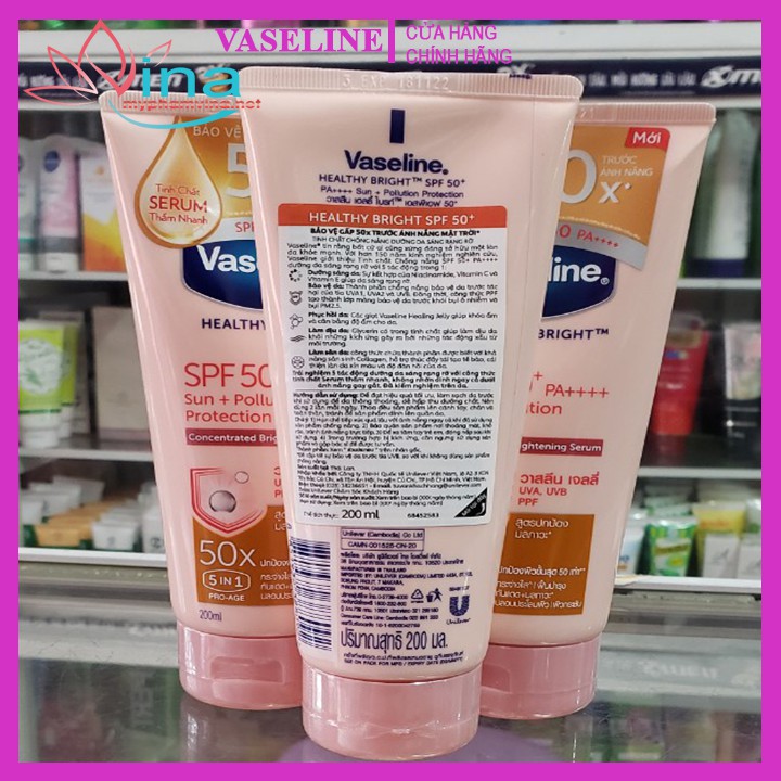 Sữa Dưỡng Thể Trắng Da Toàn Thân Chống Nắng 50x Vaseline Healthy White Sun + Pollution Protect SPF 50+ PA++++