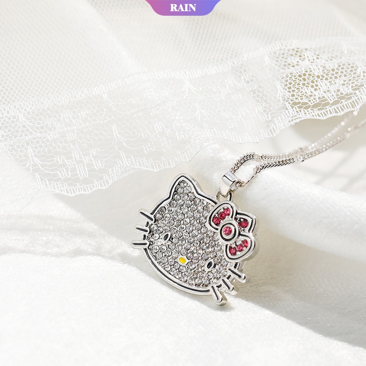 SANRIO Vòng cổ Mặt Hình Mèo Hello Kitty Đính Đá Dễ Thương Thời Trang