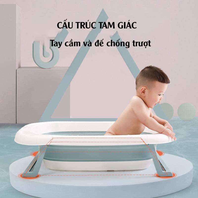 Bồn Tắm Cho Bé Cảm Biến Nhiệt Độ [ Tặng Kèm Phao Cho Bé ] - Thau Tắm Cho Bé Gấp Gọn Hàng Chính Hãng