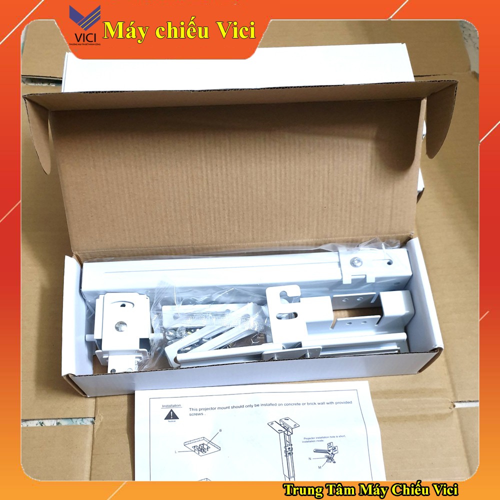 Giá treo máy chiếu 1m2 chất liệu hợp kim cao cấp màu trắng. Giá chuyên lắp máy chiếu lớp học, văn phòng đẹp, chính hãng