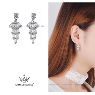 Bông tai đá pha lê Zircon hơp kim bạc 925 - Mracc