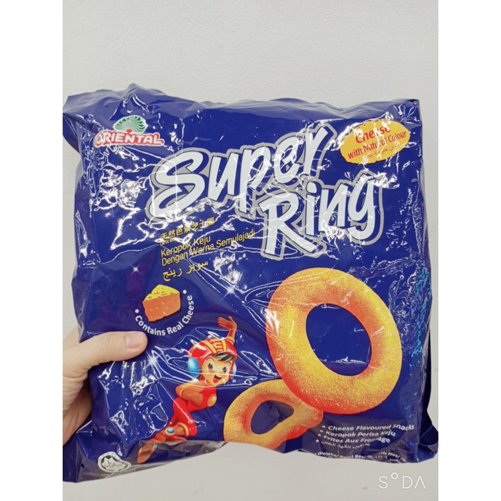 Bánh Snack hình nhẫn vị phô mai  Super Ring Cheese Oriental 112G (8 Gói x 14G)