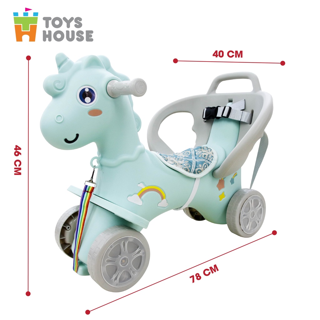 Ngựa bập bênh kiêm xe đẩy bé đi chơi - xe chòi chân hình ngựa - 3 trong 1 Toyshouse - 9031