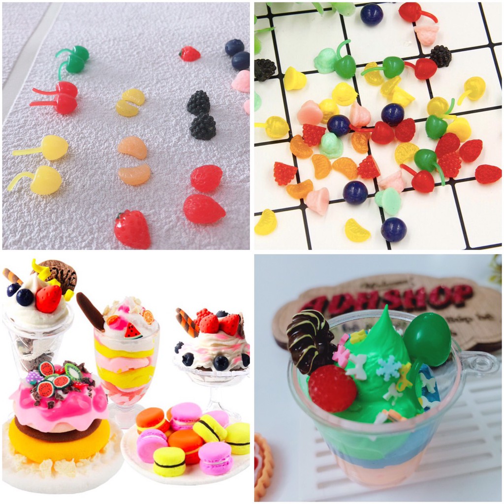 Set 10c quả nhựa mini tạo hình làm đồ chơi bánh kem - cốc kem adhshop