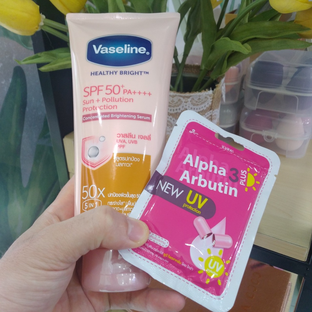 [Date 2024] Combo Dưỡng thể Vaseline Serum 10x -50x + Viên Kích Trắng Alpha Arbutin Thái Lan