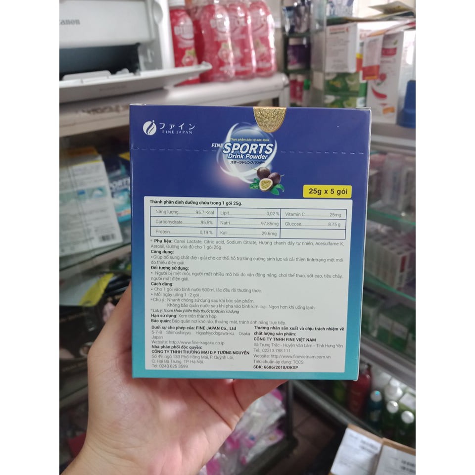 Nước Uống Bổ Sung Chất Điện Giải Fine Sports Drink Powder - Hộp 5 Gói Vị Chanh Leo