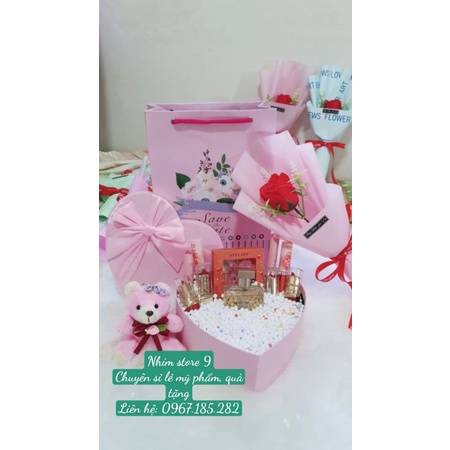 Combo quà sinh nhật bạn gái, Quà tặng người con gái yêu thương (Combo đủ bộ hoa, gấu bông, túi đựng, và quà như hình )