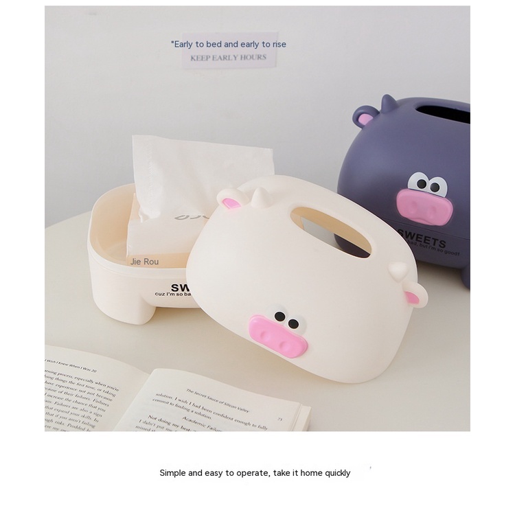 Hộp Đựng Khăn Giấy Cuộn Để Bàn Chống Thấm Nước Họa Tiết Hoạt Hình Dễ Thương Sáng Tạo