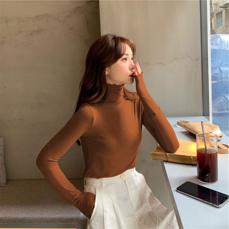 Áo Dệt Kim Mỏng Tay Dài Cổ Cao Ôm Dáng Cho Nữ | BigBuy360 - bigbuy360.vn