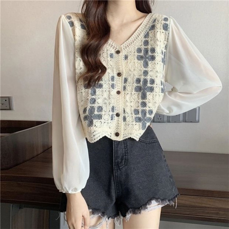 Áo Khoác Cardigan Vải Voan Phối Ren Hoa Thời Trang Mùa Hè Cho Nữ