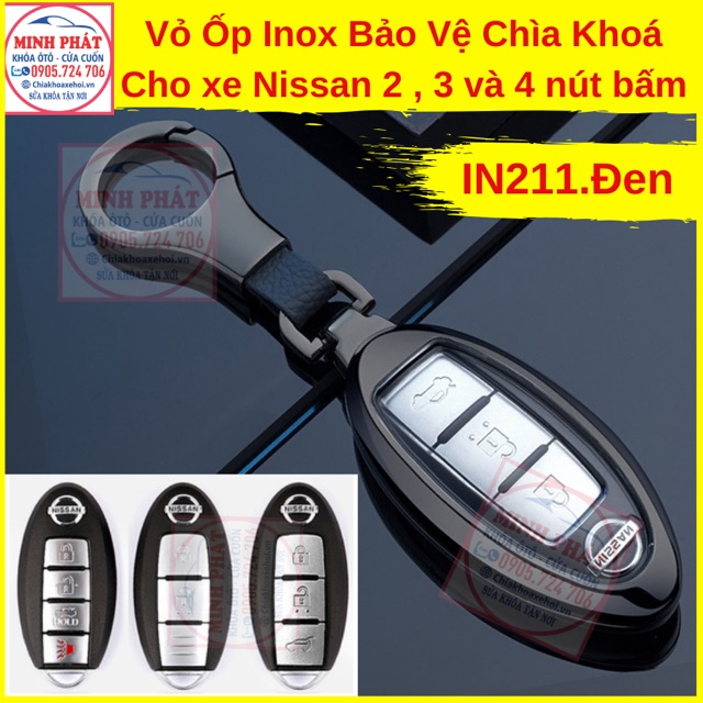 Vỏ Ốp Inox Bảo Vệ Chìa Khoá xe Ô Tô Nissan Navara Teana Sunny X-trail